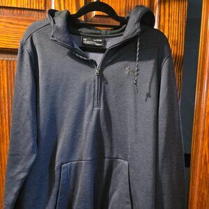 Under Armour Men's Large Cold Gear Loose Fit 1/4 Zip Hoodie Pockets Active